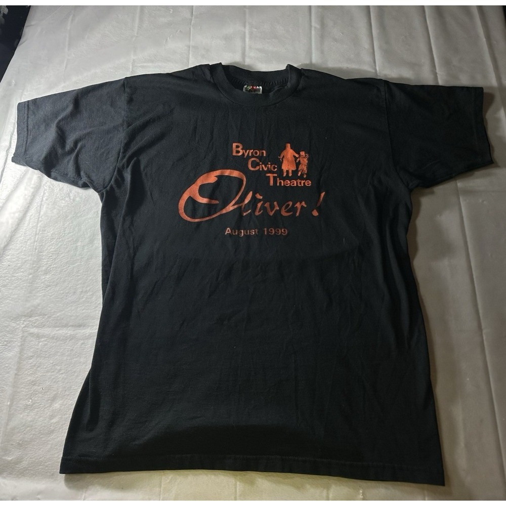 VTG 1999 Oliver! Musical Shirt Mens Large Byron Civic Theatre Black 90s Tee